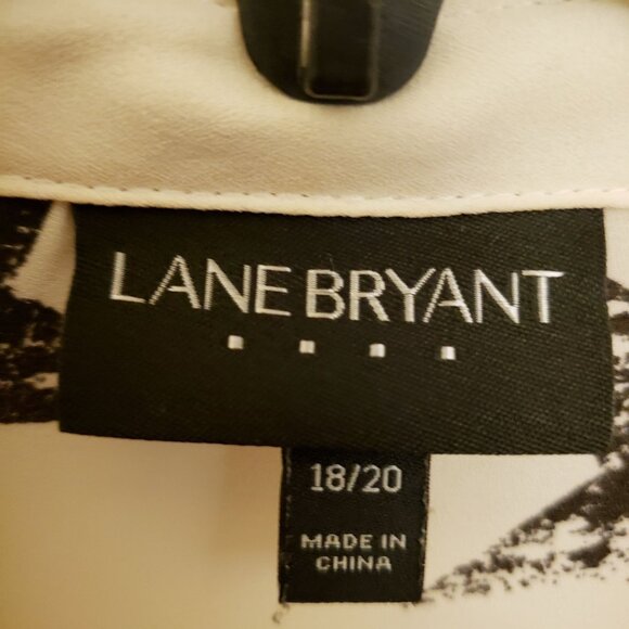 Lane Bryant Lightweight Star Print Cream/Black Button Up Tunic Top Size 18/20 *F - Picture 7 of 10